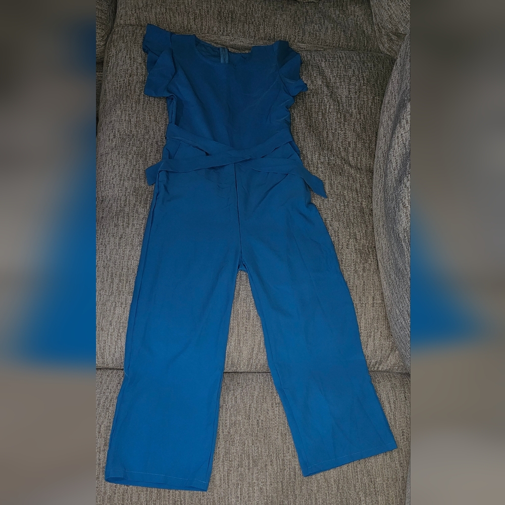Elegant Blue Ruffled Jumpsuit